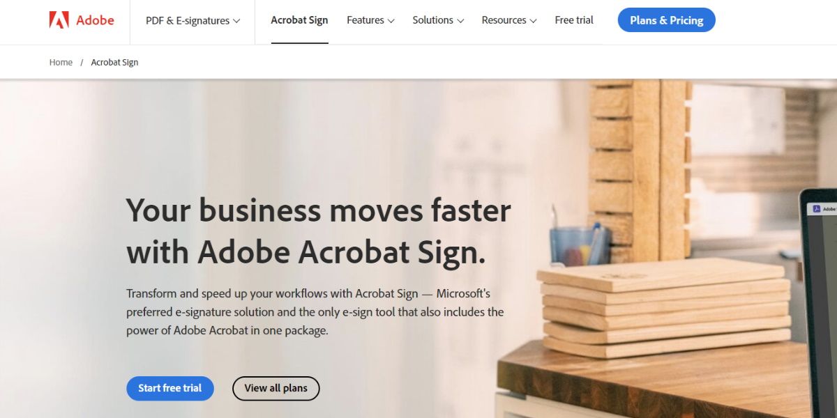 acrobat sign homepage