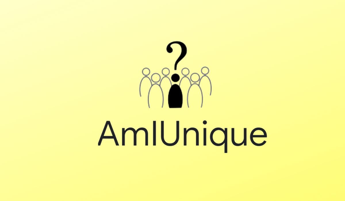 A screenshot of AmIUnique\'s logo seen on yellow background