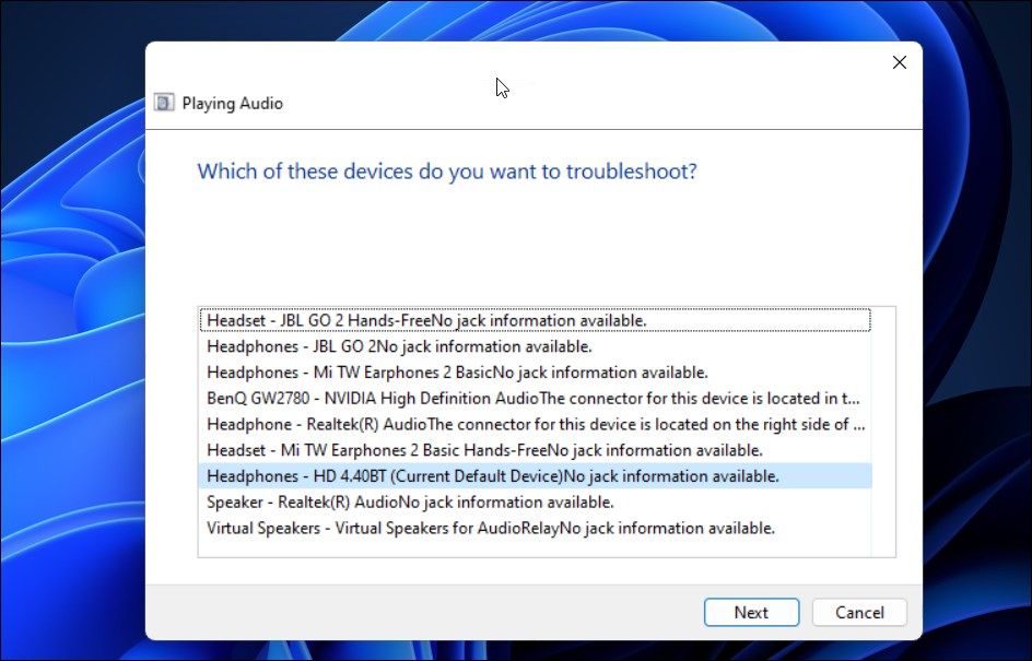 audio troubleshooter windows playing audio