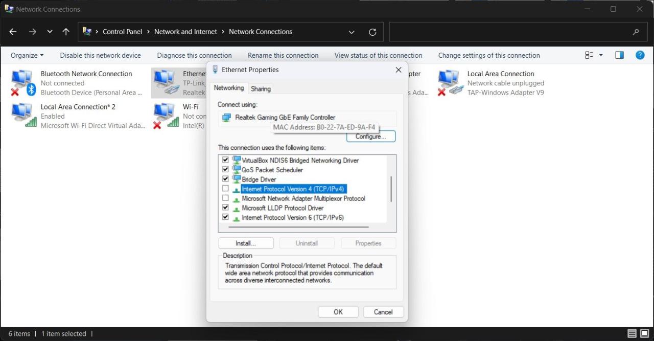 disable internet protocol version 4 network properties