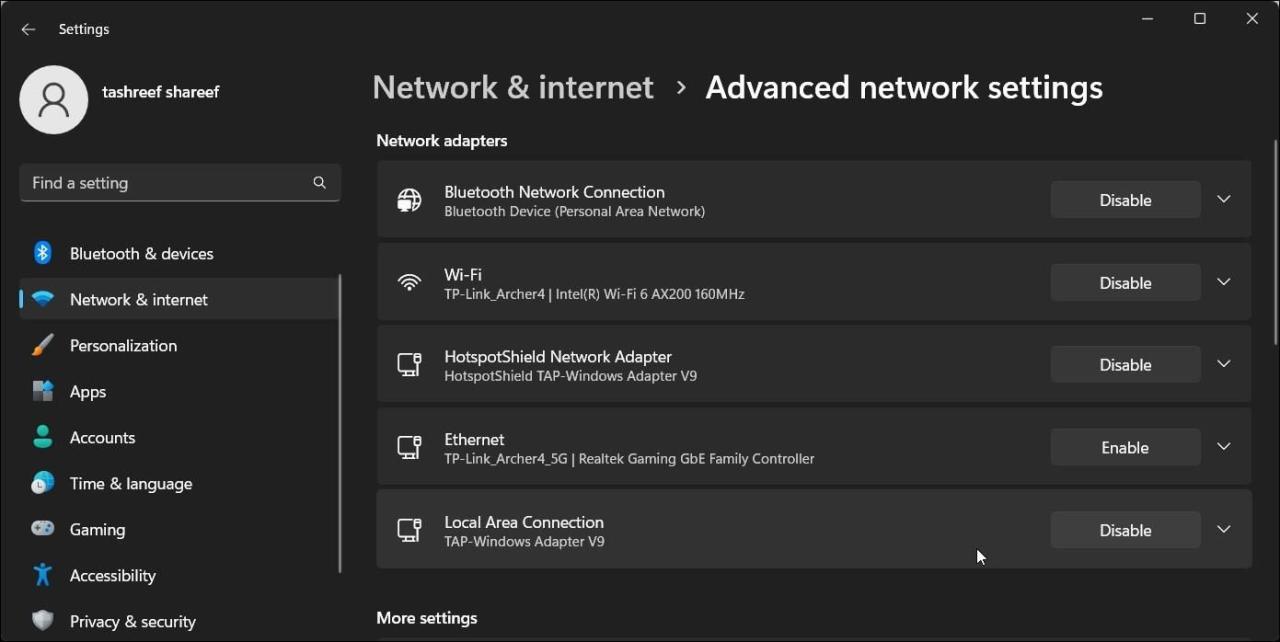 enable ethernet network adapter windows 11