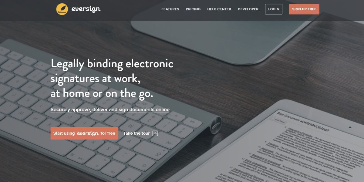 eversign homepage