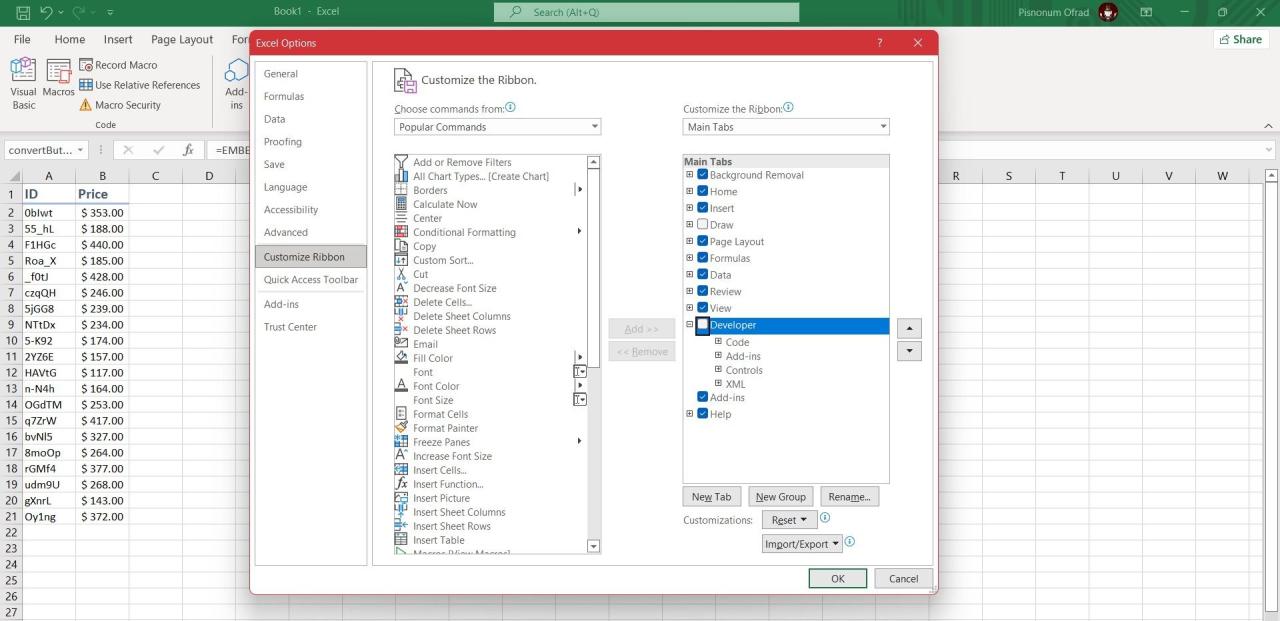 Ribbon Customization in Excel