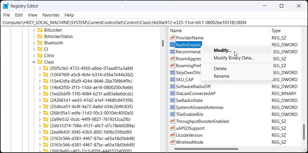 modify radioenable registry value airplane mode