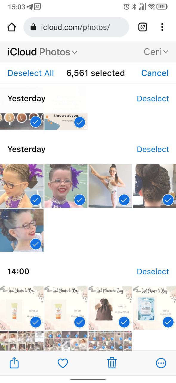 Select images to download from iCloud