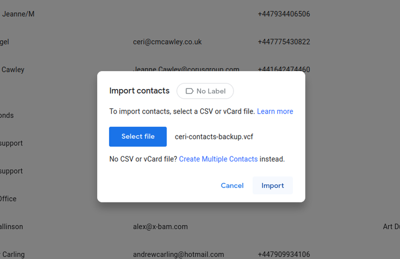 Import contacts from iCloud to Google