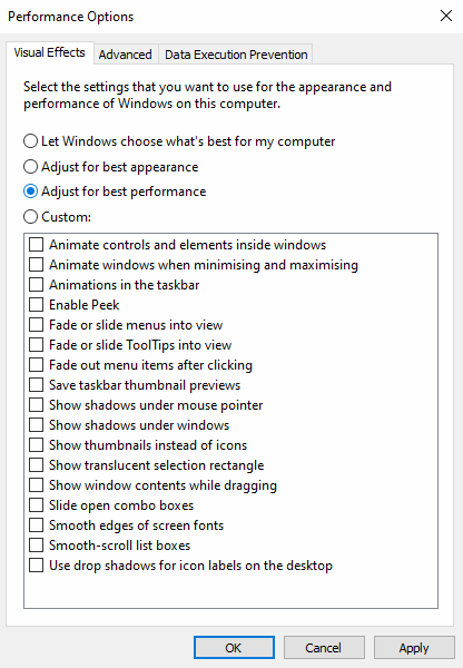 Optimize visual effects for better Windows gaming