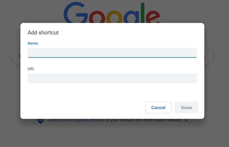 Add Shortcut Menu in Chrome