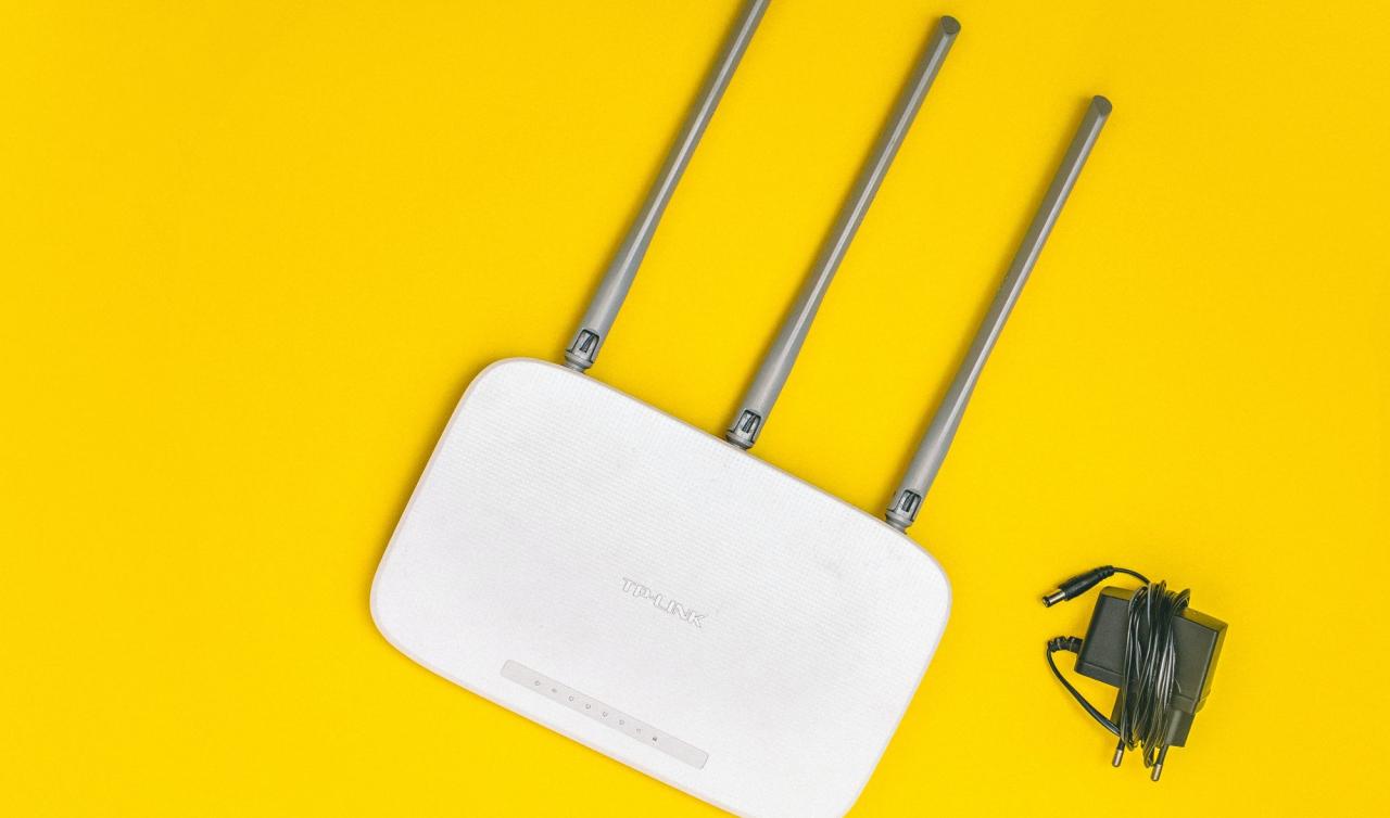 wifi router on yellow surface