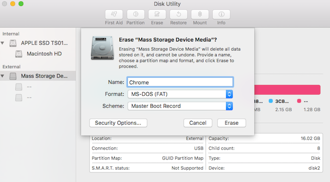 Format a USB drive with Disk Utility on macOS