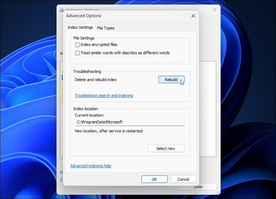 search index rebuild windows 11