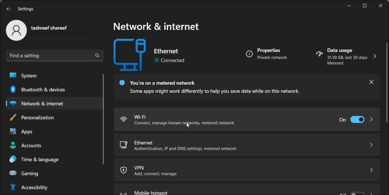 windows 11 network and internet wifi