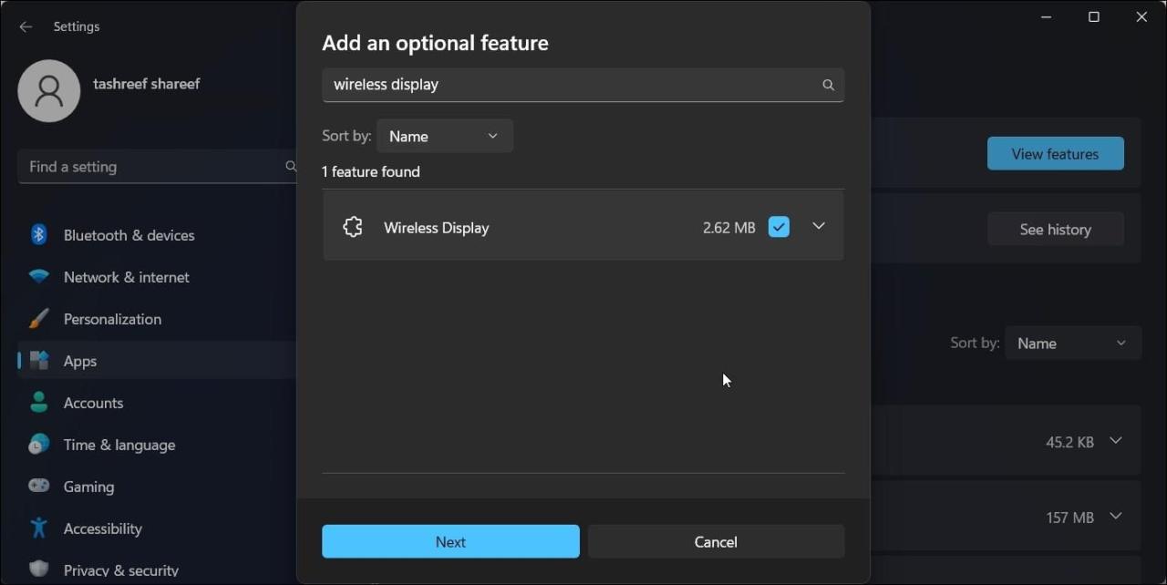 windows 11 install wireless display 