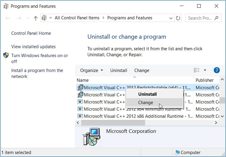 Reinstalling or Repairing the Microsoft Visual C   Programs