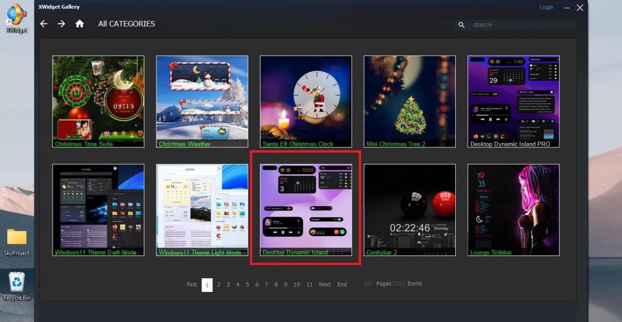 Desktop Dynamic Island Image in XWidget Gallery