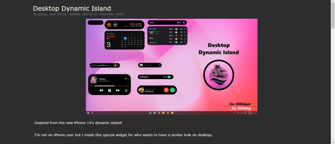  Desktop Dynamic Island Page