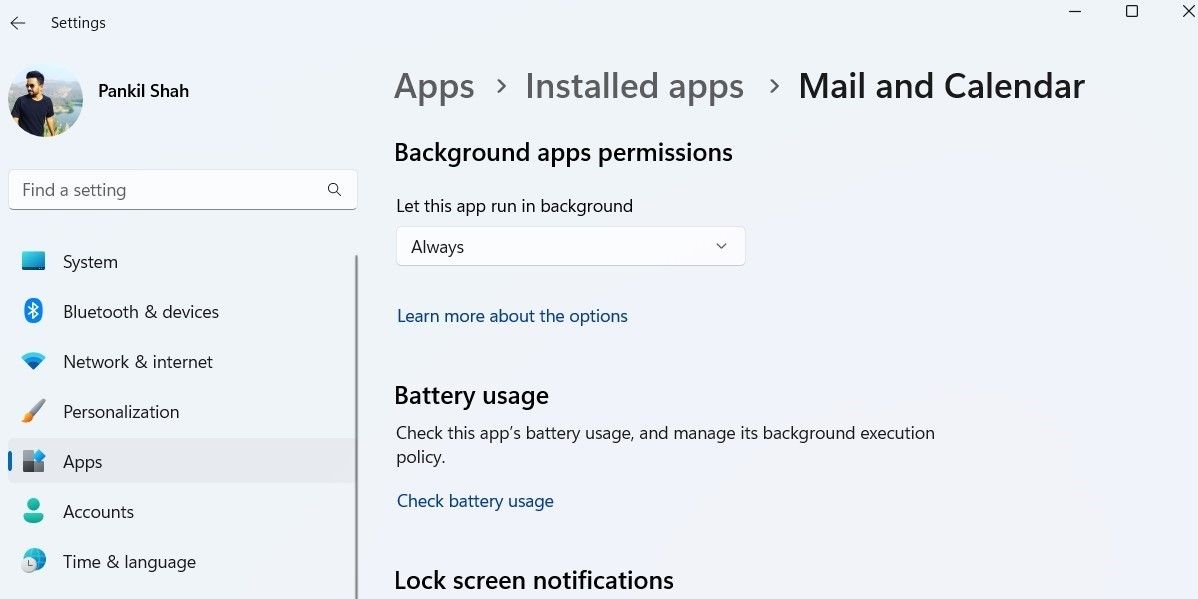 Allow Windows Mail App to Run in the Background