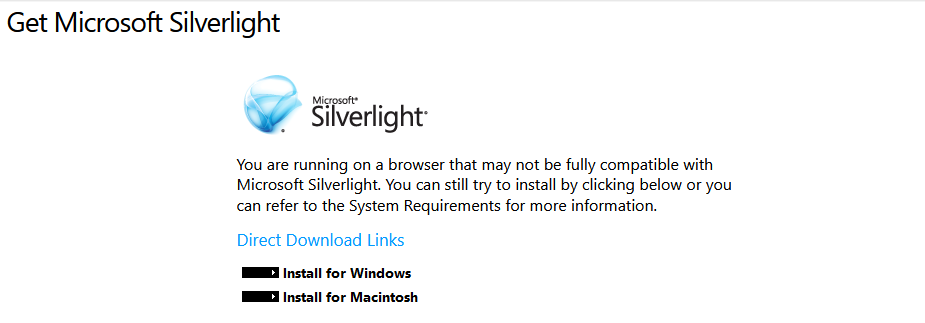 Silverlight Not Supported