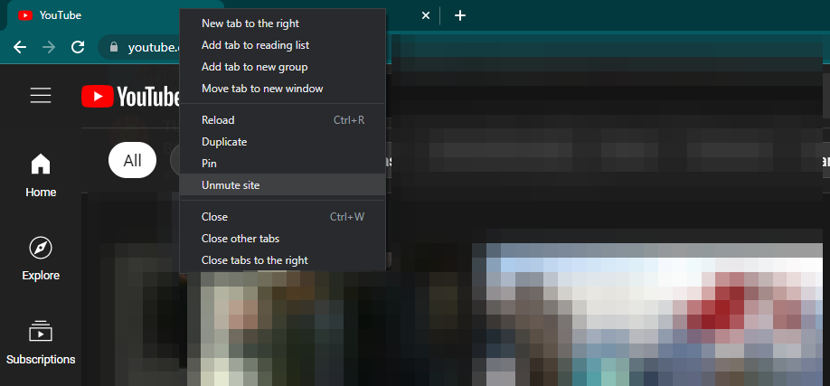 Unmuting Youtube Website in Chrome Browser