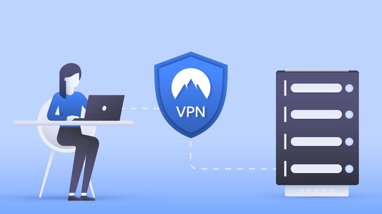 Cartoon illustration of a VPN connection.