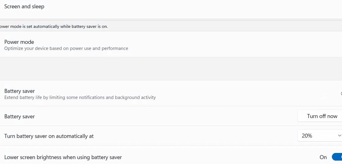 The Battery saver option 