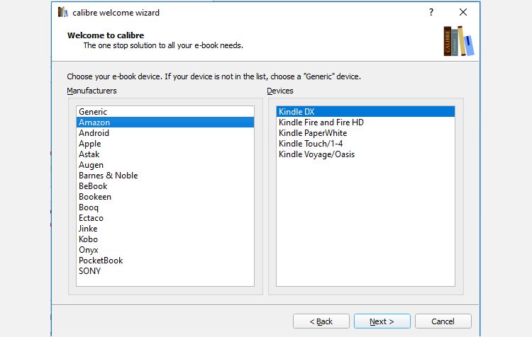Choosing Ebook Device on Calibre