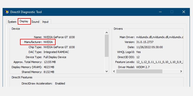 DirectX Diagnostic Tool Overview In Windows