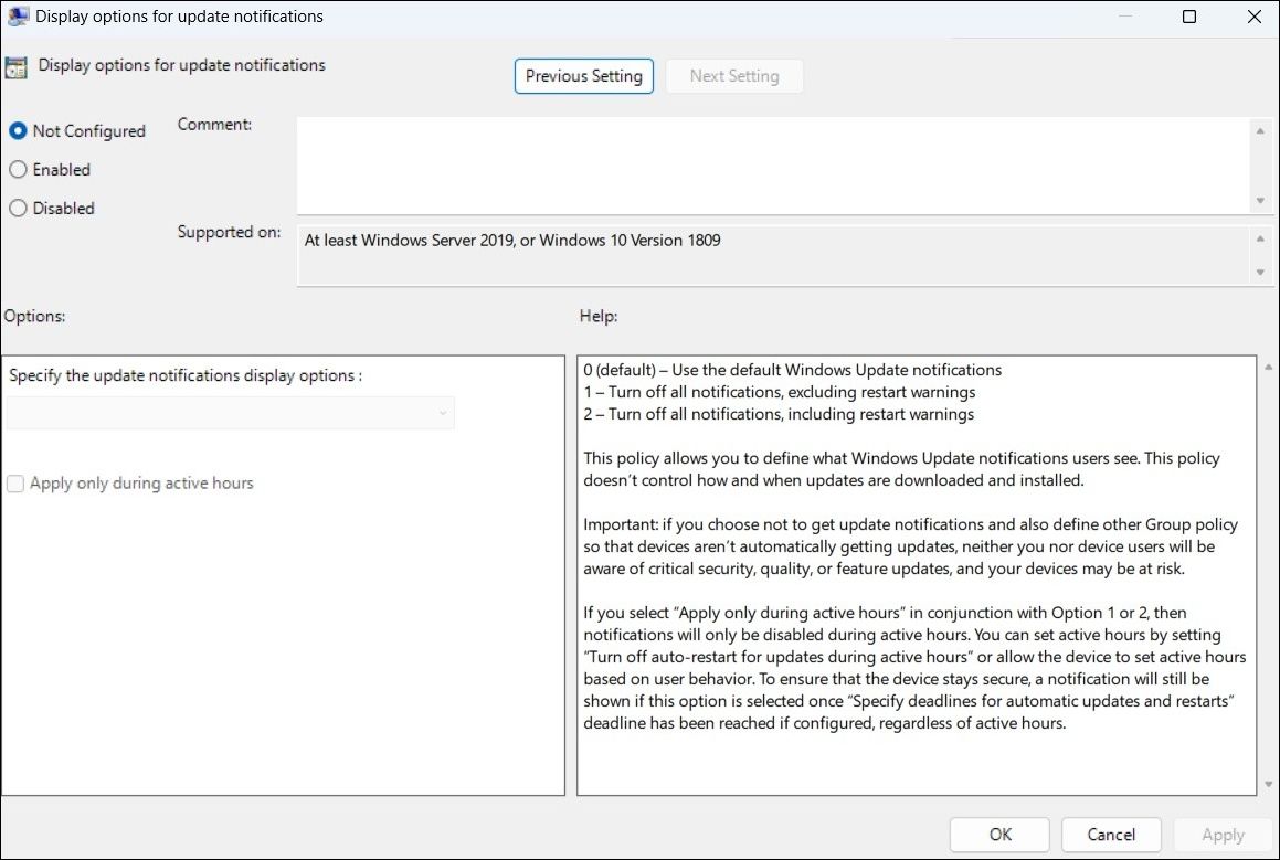 Disable Windows Update Notifications Using Group Policy Editor-1