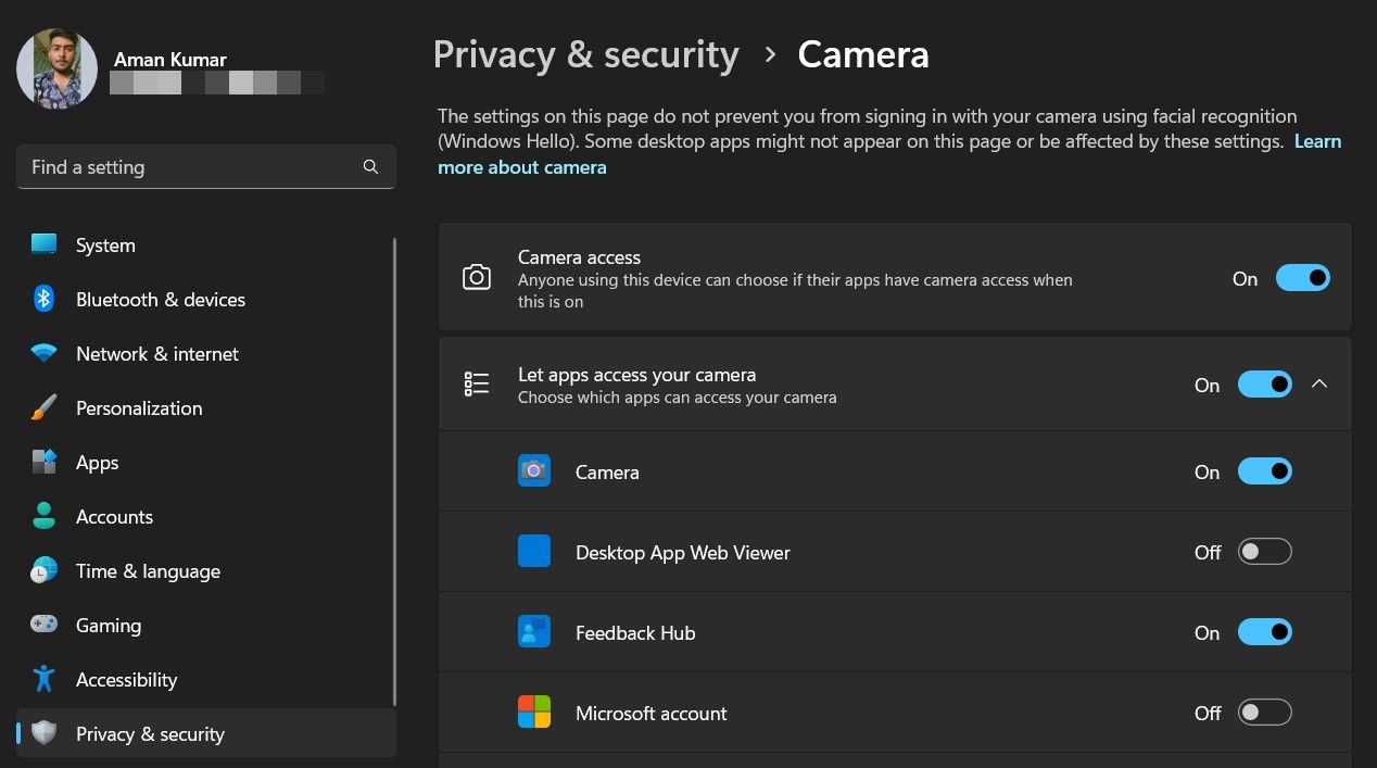 Enable Camera Access in the Settings menu