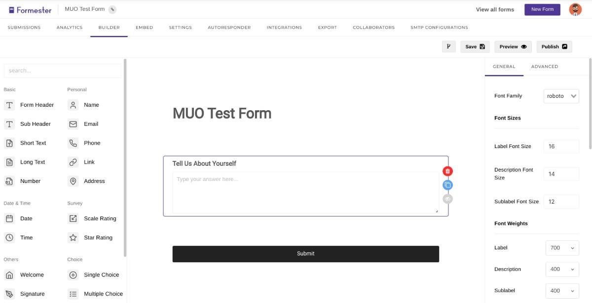 Formester offers an easy drag-and-drop interface to build a form visually for first-timers