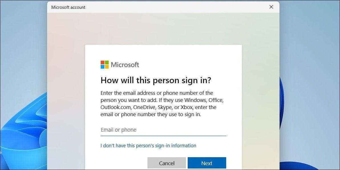 Microsoft Account Sign-In Window