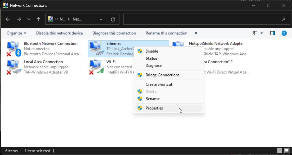 network adapter properties control panel 1