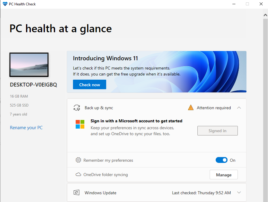 pc health check upgrade windows 11