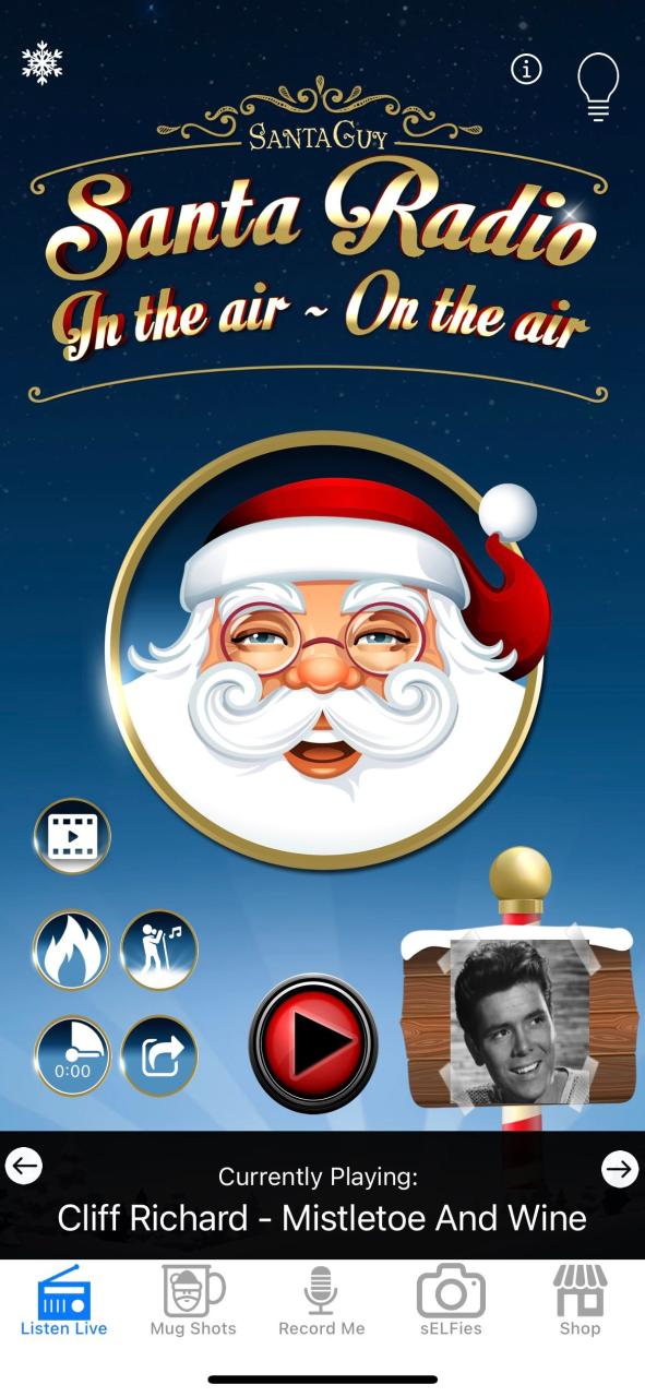 song playing in santa radio app 