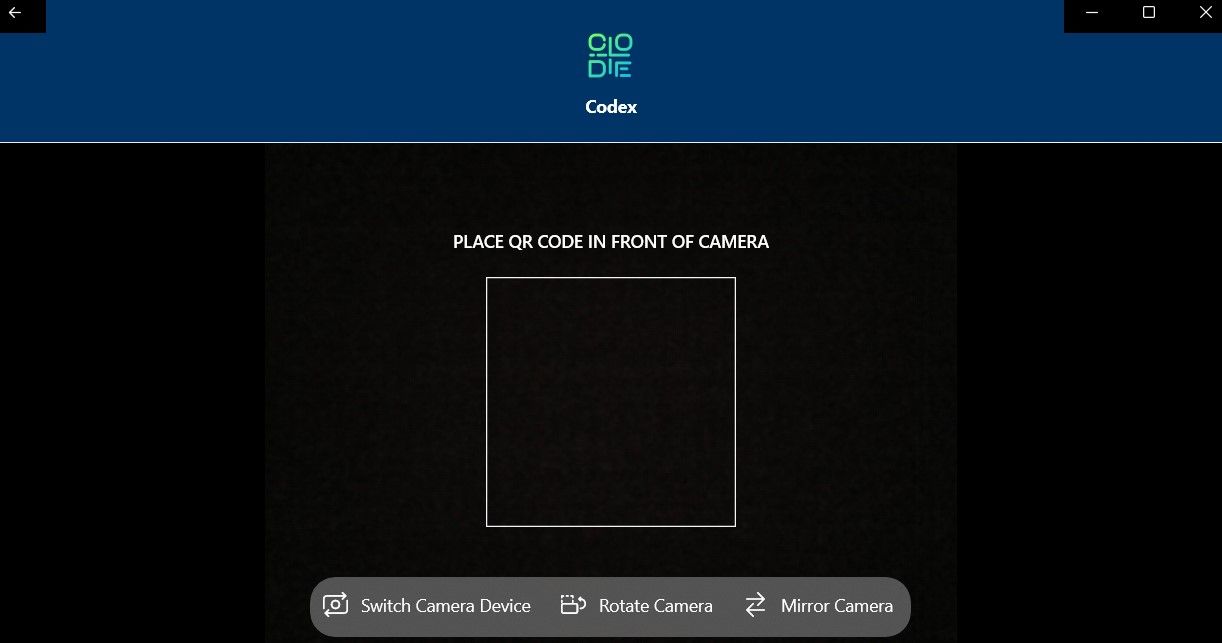 Scan QR Code in Codex App on Windows