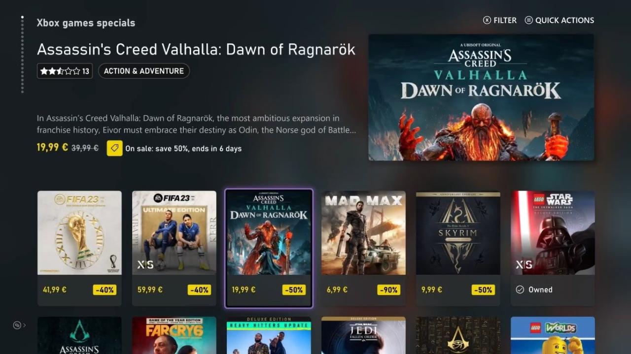 A screenshot of the Xbox store listing for Games Specials with the region set to France