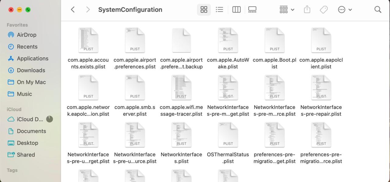 Screenshot of SystemConfiguration folder in Finder