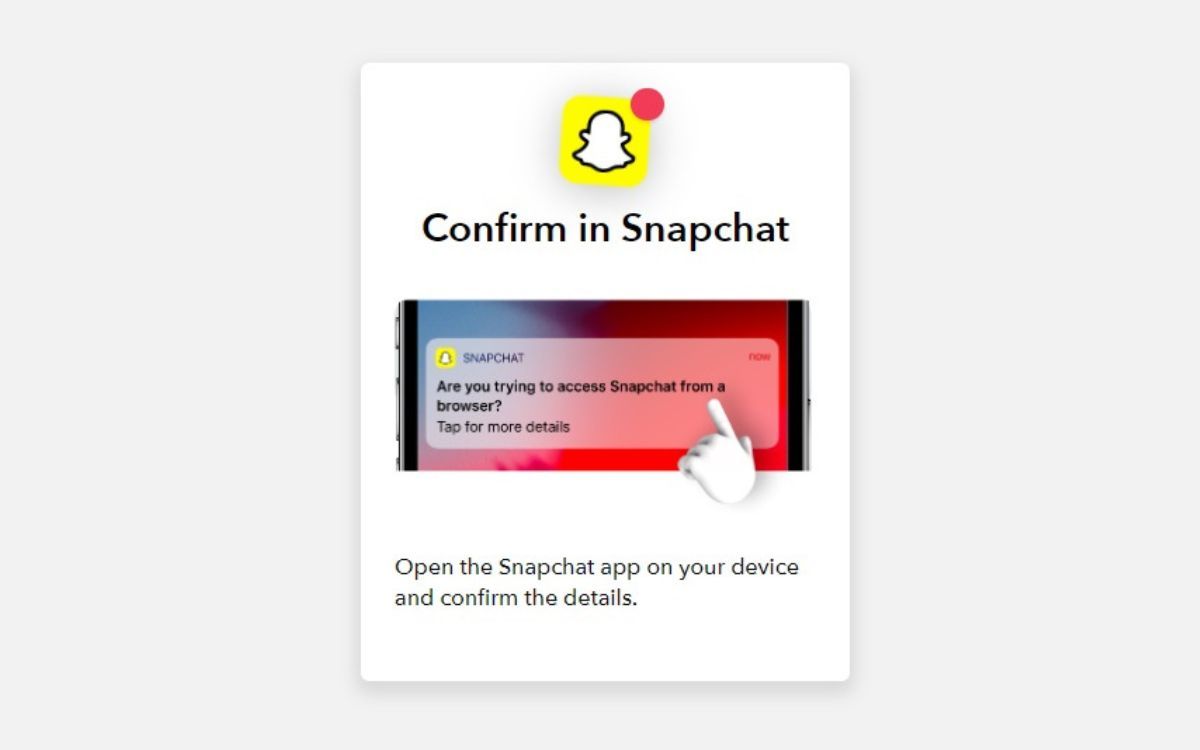 A screenshot of the confirm in Snapchat page for Snapchat Windows