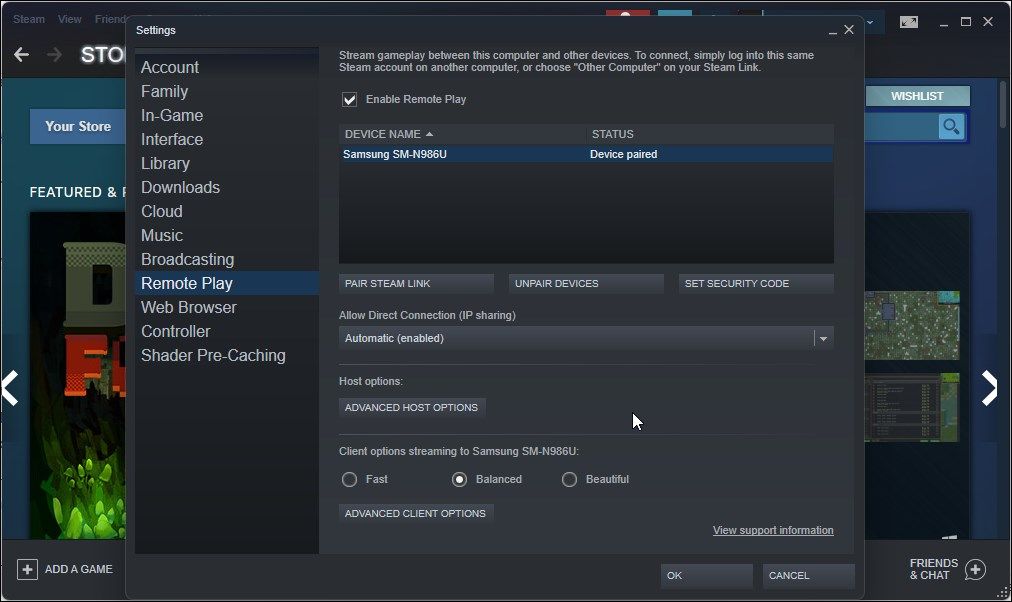 steam unpair device remote plauy