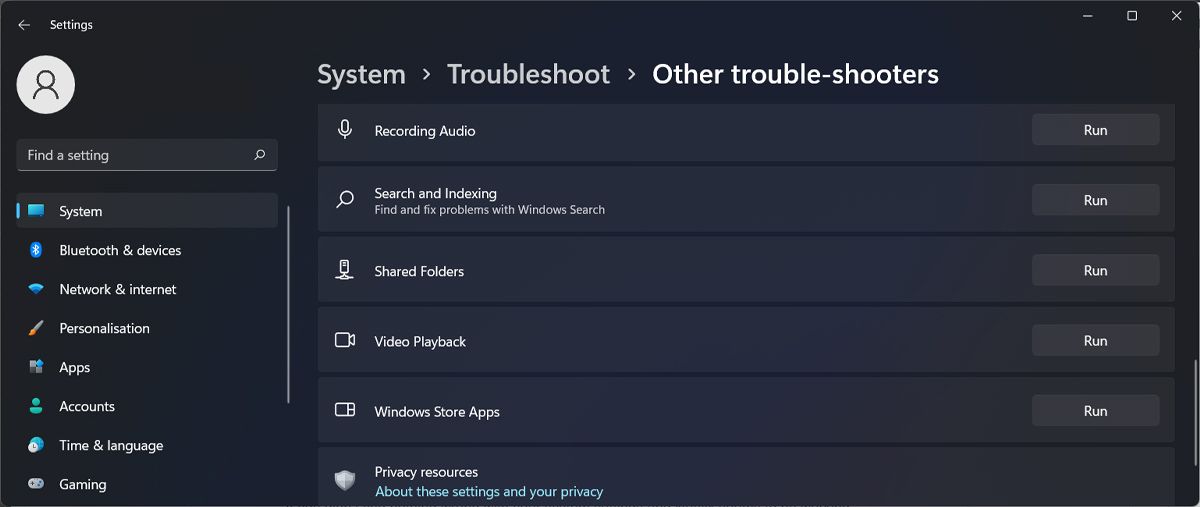 Running Windows store troubleshooter