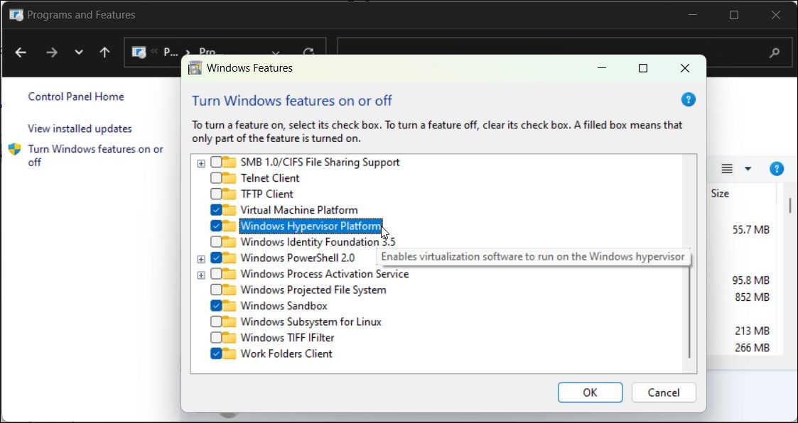 turn on virtual machine platform windows hypervisor platform