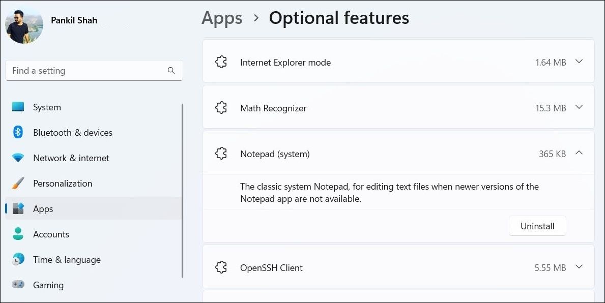 Uninstall Notepad App on Windows