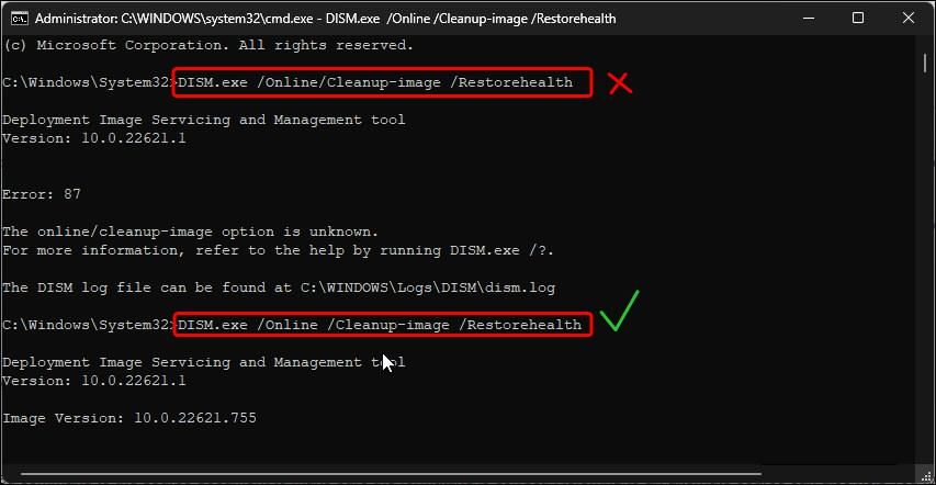 verify DISM command format Windows