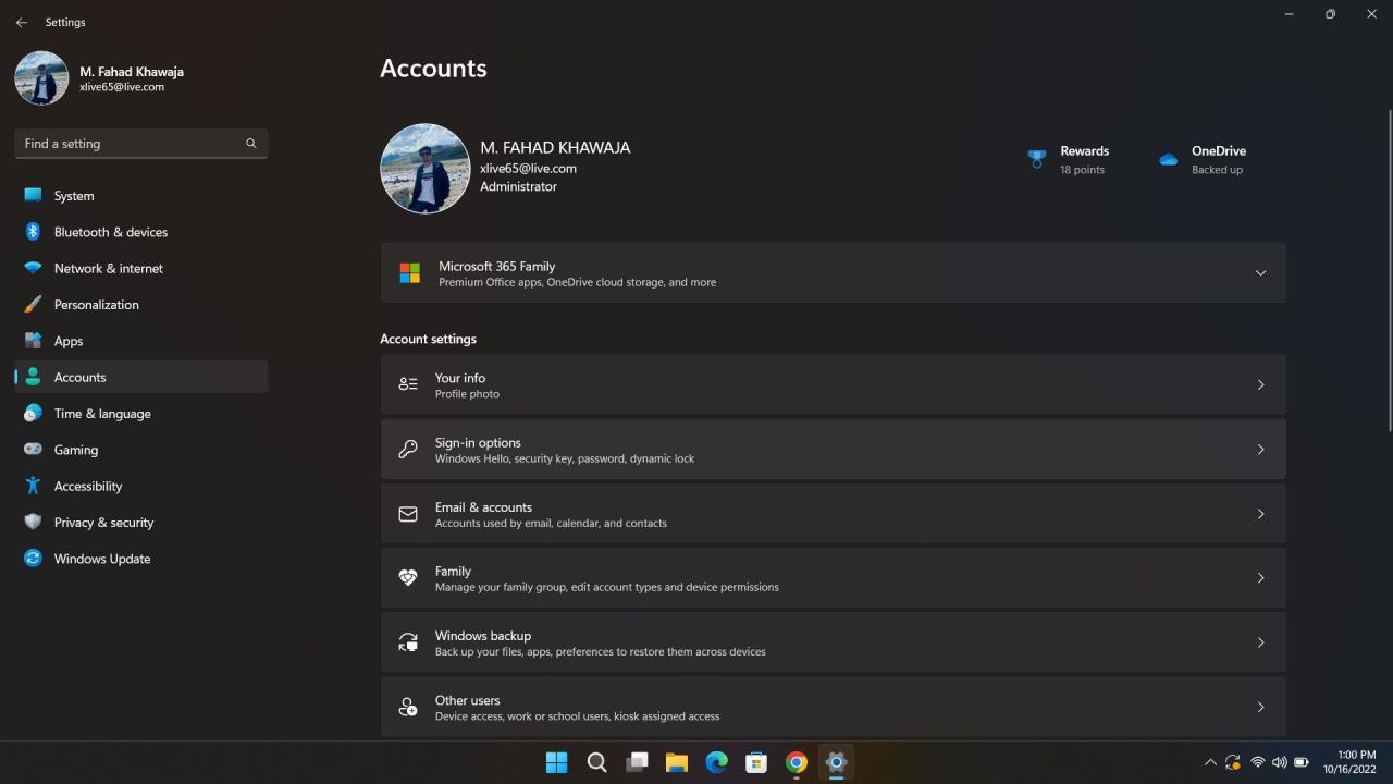 win11 accounts settings