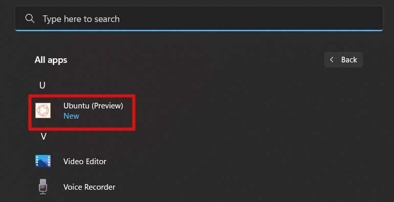 Windows start ubuntu preview
