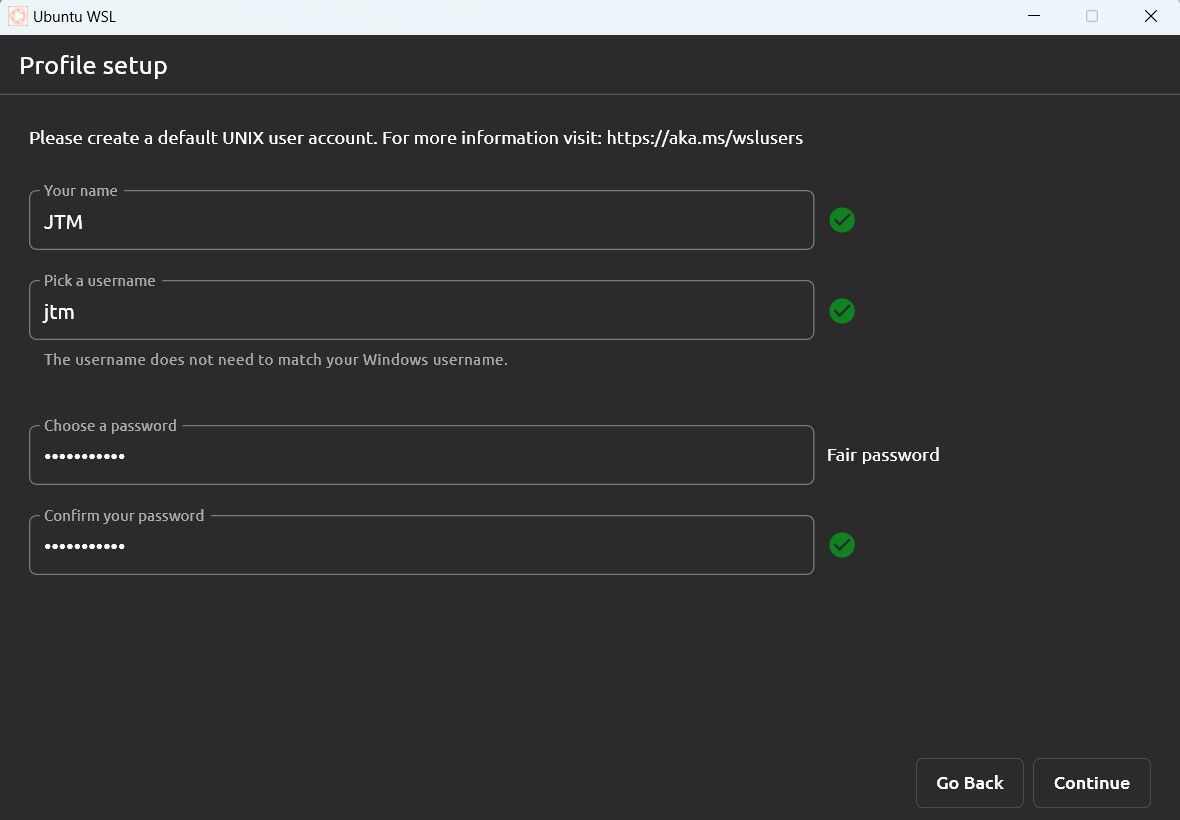 WSL Ubuntu profile setup