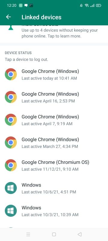 List of Linked Device for Same WhatsApp Account