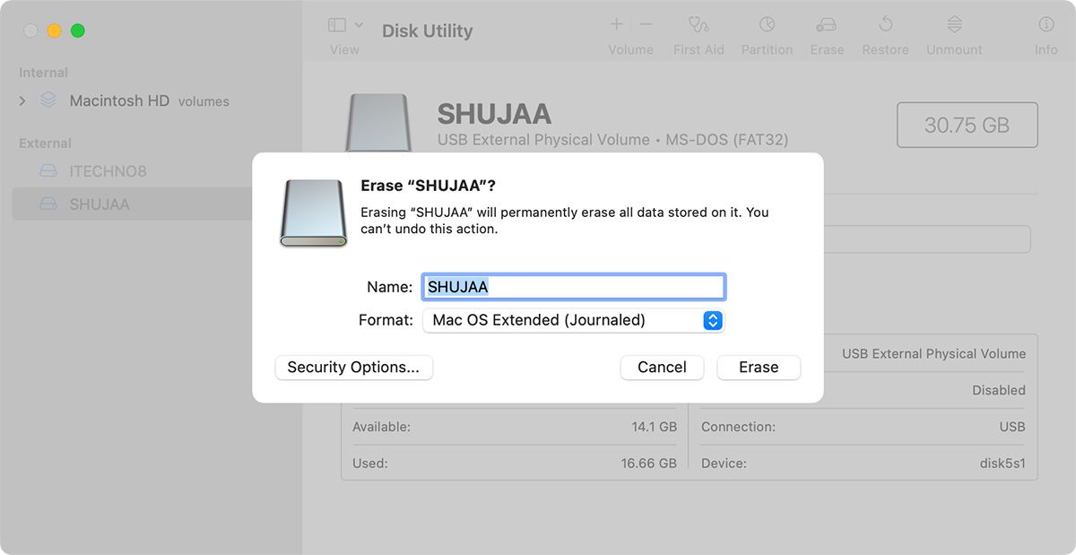 Mac OS Extended Format in Disk Utility