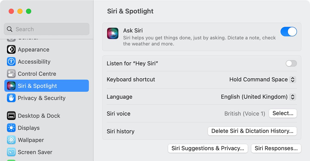 Enable Ask Siri on Mac