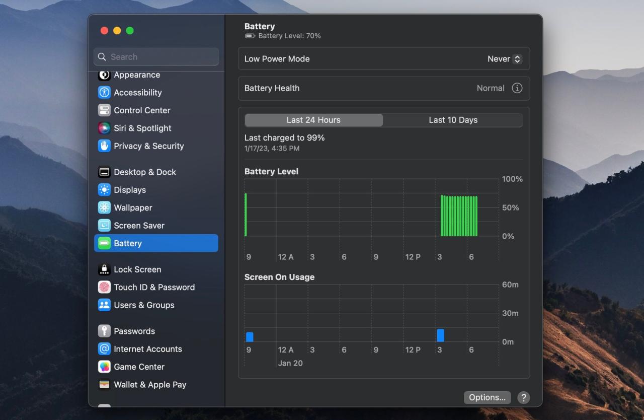 Battery Health in macOS Ventura